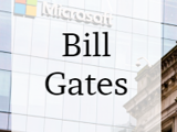 A graphic logo displaying Bill Gates