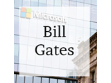 A graphic logo displaying Bill Gates