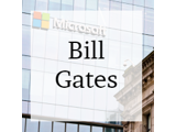 A graphic logo displaying Bill Gates