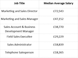 A graphic image displaying how much Bristol sales professionals earn