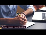 A graphic image displaying value based interviewing