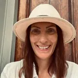 Jo Dewrance in a summer hat