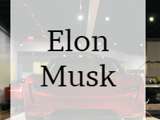 A graphic logo displaying Elon Musk