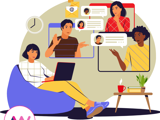 Graphic of Remote working with the Medium logo