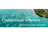 A graphic image displaying commission schemes questions and answers