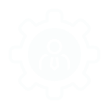 Icon of a gear and a person to represent sales competence